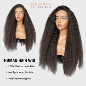 New Arrival 180% Density Wig Kinky Straight Super Double Drawn Natural Black Color Raw Virgin Hair Vietnamese Wholesale Price - Product Image 4