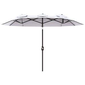 Grande Ombrellone da Esterno 24 cm (9.5'') a Doppia Faccia con Manovella Inclinabile a Pulsante, 3 Prese d'Aria e 12 Stecche per Patio - Product Image 1