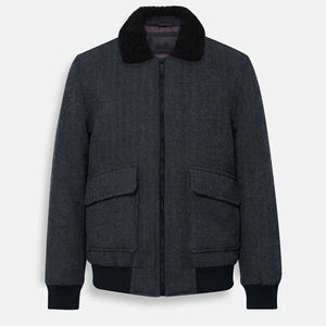 Vestes à col en fourrure, veste d'hiver sur mesure de haute qualité, veste ajustée pour homme, vêtements d'hiver épais et élégants avec fermeture éclair - Product Image 5