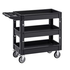 Carrello Multiuso a 3 Ripiani per Carichi Pesanti, Capacità di Carico 250 kg, Ruote Girevoli a 360 Gradi, Carrello di Servizio a 2 Ripiani - Product Image 5