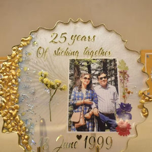 Floral Brass Art Deco Photo Frame with Name Engraving for Memorial Pictures Gift for Fathers Day at Cheap Price - Product Image 1