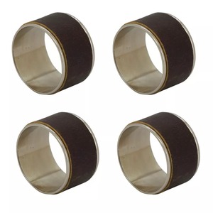 Ensemble de 4 anneaux de serviette en métal doré, cercle avec bande marron, décoration de table - Product Image 1