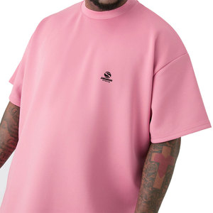 เสื้อยืดโอเวอร์ไซส์สีชมพู คุณภาพสูง ผ้าฝ้าย 100% ทรงหลวม ไหล่ตก พิมพ์ลายได้ สีพื้น สำหรับผู้ชาย แขนสั้น ระบายอากาศได้ดี - Product Image 6