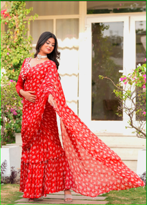 Sari Kajraa Bling à volants pré-drapé, magnifique collection de saris traditionnels tendance - Product Image 5