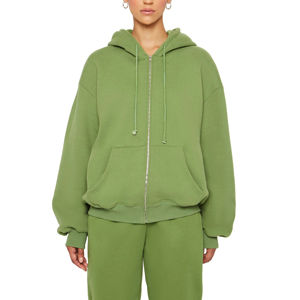 Ensemble de survêtement vert pour femme avec sweat à capuche zippé à manches longues et pantalon - Product Image 2
