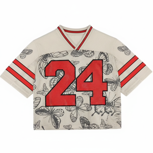Maillot de football américain rétro en maille polyester de haute qualité, personnalisé OEM, coupe ample et courte, grande taille, été - Product Image 4