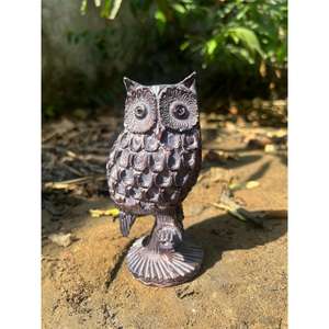Escultura decorativa de búho de bronce con base, artículos de jardín, estatua de búho de metal hecha a mano - Product Image 4
