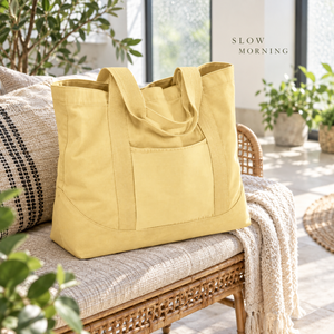 Sac fourre-tout en toile de coton pour tous les jours avec poche avant et poignées |   Sac de courses réutilisable naturel pour un usage quotidien et les courses décontractées - Product Image 4