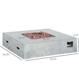 Tavolo con Braciere a Gas Propano da Esterno Quadrato da 42 Pollici, Effetto Pietra Grigia, 50.000 BTU, Accensione Automatica, Piano in Vimini - Product Image 2