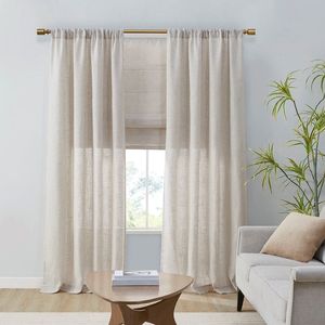 Pannello per tende con filtro luce in lino coppia 2 pz mantovane eleganti tende e mantovane - Product Image 1