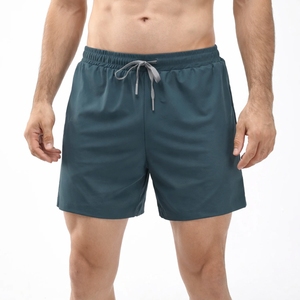 Shorts de sport pour hommes, taille élastique avec cordon de serrage, pour la gym, la course à pied, l'été, décontractés, en polyester et coton, athlétiques, confortables et légers - Product Image 1