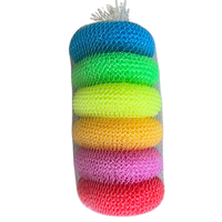 Éponge de nettoyage carrée colorée pour cuisine, en maille, en plastique souple, pour la vaisselle, en polyester, nylon, PP, PE