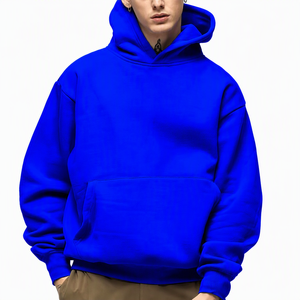 Sudadera con Capucha Ligera para Hombre, Corte Holgado, Manga Regular, Color Sólido, Estilo Casual Otoñal, 100% Algodón Felpa, Bordada - Product Image 3