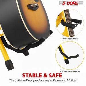 5Core Guitar Stool 3.15" <b>Padded</b> <b>Chair</b> w Backrest Foldable Music Seat Built in Foot Rest Guitar Stand - Product Image 2