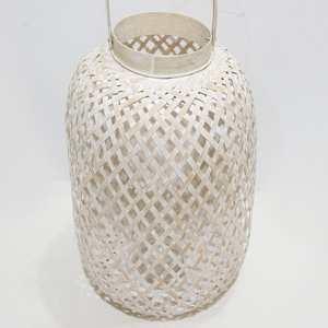 New Design White <b>Bamboo</b> Cylindrical <b>Lantern</b> Handmade Eco Friendly Home Decoration - Product Image 2