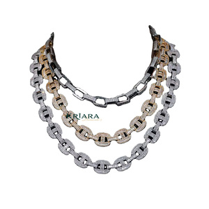 S925 Moissanite <b>Statement</b> <b>Necklace</b> 18K Gold Plated Link Chain Unisex Luxury Jewelry Geometric Design - Product Image 3