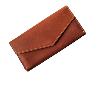 Handmade Genuine Leather Long <b>Wallet</b> Vintage Fold Closure Unisex <b>Brown</b> Daily Use - Product Image 1