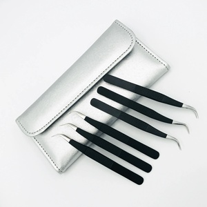 RMI Black Powder Coating Stainless Steel Eyelash Tweezers with Silver Tip Perfect Grip for Eyelash Extension and Tweezer <b>Box</b> - Product Image 6