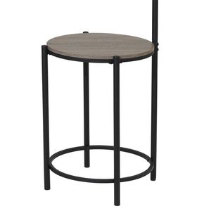 54-Inch Mid Century Modern <b>Floor</b> <b>Lamp</b> with Faux Wood Table and White Fabric <b>Shade</b> - Product Image 4