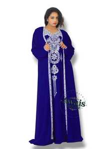 Vestido Kaftan Islámico Awais House Bride, Corte A, Georgette, Cristal, Simple, Largo hasta el Suelo, Mangas Largas, para Bodas, Festivales de Verano, Eid - Product Image 2