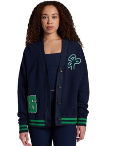 Cardigan en molleton 100 % coton pour femme, épais, respirant, tricoté, à manches longues, col en V, style décontracté, double boutonnage - Product Image 1