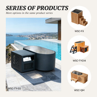 Baignoire de plongeon froid Alpine Valley en acier inoxydable noir mat ovale avec refroidisseur intelligent WiFi 1HP et vue panoramique sur la montagne