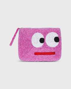 Mejor Proveedor Monedero Rosa con Cuentas, Diseño de Cara Divertida, Bolsa con Cremallera, Cartera de Cuentas de Semilla, Portatarjetas de Muñeca, Bolsas de Dinero con Cuentas de Vidrio - Product Image 1