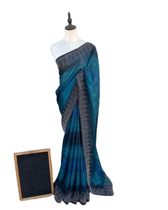 El último diseñador de Fab Zone Heavy Chiffon Zari Lace Border Saree Vestido indio étnico de alta calidad Adultos Fiestas especiales - Product Image 1