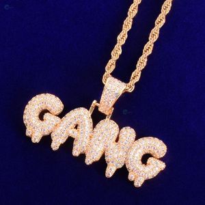 จี้เพชรชื่อสั่งทำแบบ Iced Out เพชรไร้สีเพาะเลี้ยงในห้องปฏิบัติการ จี้รูปทรงแก๊งค์ ชุบทอง สร้อยคอฮิปฮอปแบบหรูหรา - Product Image 2