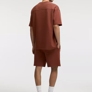 Mens Oversized Solid Color <b>T</b> <b>Shirt</b> Shorts Set Premium Cotton Minimal Streetwear Summer Relaxed Fit Two Piece Outfit Custom - Product Image 6
