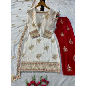 Conjunto de Top, Pantalones Palazzo y Dupatta para Fiesta, Hermoso para Mujer - Product Image 4