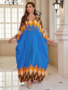 V Neck Floor Length Abaya <b>Dress</b> Extra <b>Long</b> Sleeve Geometric Pattern Lightweight Polyester Modest Style Women's Daily Wear - Product Image 6