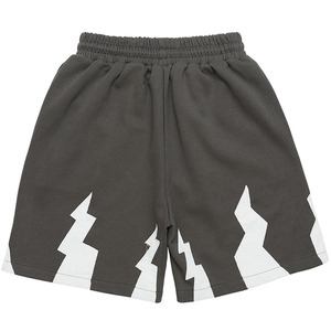 Shorts en molleton gris anthracite pour homme avec motif graphique, taille élastique et cordon de serrage, logo personnalisé, marque privée, streetwear, short de sport, vêtements OEM - Product Image 3