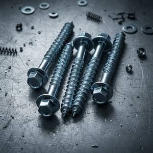 Vis à bois à tête hexagonale extérieure en acier au carbone de classe 4 haute résistance, filetage grossier, métrique/pouce, plaqué zinc blanc/jaune PDC - Product Image 1