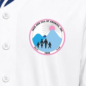 Maillot de baseball blanc pour femme avec patch brodé, manches courtes, boutons sur le devant, col en V, rose marine, vêtements de sport décontractés, tenue d'équipe - Product Image 4