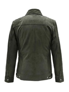 เสื้อแจ็คเก็ตหนังสีเขียวสำหรับผู้ชาย - Product Image 3