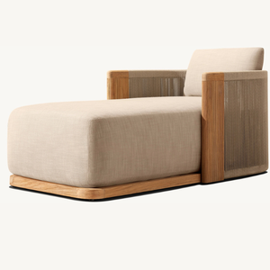 เก้าอี้พักผ่อนดีไซน์ทันสมัยทำจากไม้สักสำหรับหนึ่งท่าน เหมาะสำหรับชายหาด สระว่ายน้ำ และสวน ทนทานต่อการใช้งาน - Product Image 5