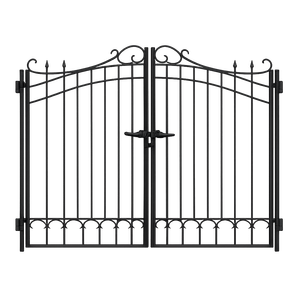 Portail double battant en fer forgé traditionnel KHP, revêtement poudré, durable pour usage extérieur, installation facile et commande manuelle - Product Image 2
