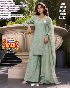 Salwar Kameez de Seda Verde Pura con Bordado y Trabajo Manual para Mujer, Traje Tradicional para Bodas, Tallas S a XL - Product Image 2