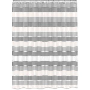 12pc Modern Line Gray Luxury Contemporary Shower <b>Curtain</b> Set with Unique Design and 12 <b>Hooks</b> - Product Image 2