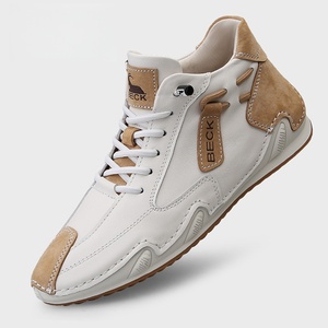 White Genuine <b>Leather</b> Cushioning Breathable Waterproof Walking Shoes Casual <b>Sneakers</b> Rubber Sole Lace up Low Top for Daily Wear - Product Image 3
