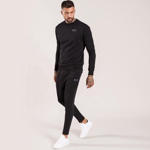 Survêtements de sport en coton 100% avec fermeture éclair pour hommes, personnalisables avec logo imprimé, ensembles de jogging à col rond pour l'hiver, vente en gros - Product Image 3