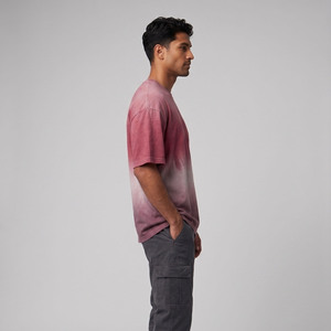 Fabricante de camisetas extragrandes personalizadas para hombre, camisetas casuales vintage de algodón grueso con lavado ácido y efecto descolorido por el sol para hombre - Product Image 3