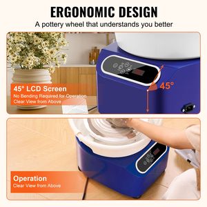 Tornio per Ceramica da 10 Pollici, 350W, Elettrico a Trasmissione Diretta, con Pedale e Schermo LCD Touch, Macchina per Modellare Ceramica e Smalto - Product Image 6