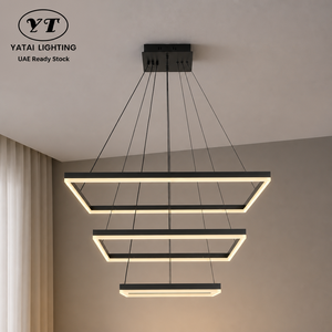 Lustre moderne en fer, télécommande à intensité variable, LED tricolore, hauteur réglable, pour salle à manger, salon, restaurant - Product Image 1