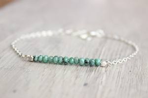 Green Jade Bracelet Sterling Silver Gemstone Bar Bracelet May Birthstone Minimalist Jewelry Wholesale Supplier - Product Image 5