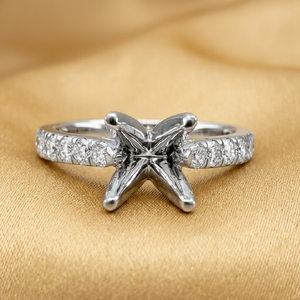 Usine directe 18k or blanc massif 0.41CT diamant naturel bijoux fins classique Semi monture bague de fiançailles femmes - Product Image 1