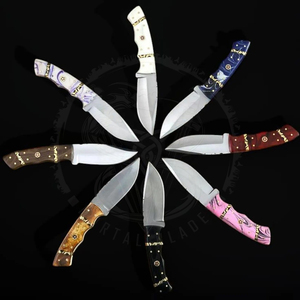 Nouveau Couteau Pliant en Acier Damas de Qualité Supérieure Personnalisable, Manche en Bois, 10 Pouces, Qualité Industrielle, pour Chasse et Camping, Lame Drop Point - Product Image 2