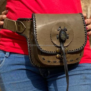 棕色皮革腰包皮革皮带包皮革臀部口袋腰带腰包男女通用 - Product Image 2