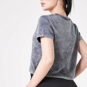 Camiseta Corta con Efecto Ácido, de Alta Calidad, 100% Algodón, Servicio OEM Personalizado, Nuevo Estilo Moderno para Mujer - Product Image 4